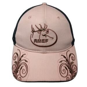 RMEF Baseball Cap Pink Black One Size Slideback Elk Foundation Logo Scroll Hat